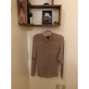 Beige and gold sequin pattern sweater